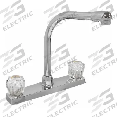 DOMINION FAUCETS Straight Kitchen Faucet: Silver, Cast Brass, Centerset, Deck - Centerset Kitchen Faucets