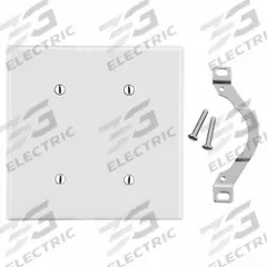 HUBBELL Wall Plate: Blank, 2 Gang, White, Std Size (MPN P24W). Key specifications — Brand: HUBBELL; Material: Polycarbonate.