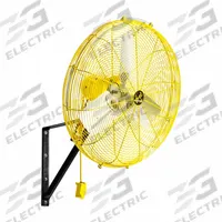 JAN FAN Mounted Fan: 20 in Blade Dia, 115 V, 1/4 hp Motor HP, Ceiling/Floor/Wall Mount, Bracket (MPN JF-WCM20-DCS-Y). Key specifications — Brand: JAN FAN; Voltage: 115 V; Number of Speeds: 2; Fan Mounting Location: Wall; Oscillation: Non-Oscillating; Mounting Type: Bracket.