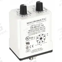 MACROMATIC Single Function Time Delay Relay: Socket Mounted, 240V AC, 10 A, 8 Pins/Terminals (MPN TR-55121-14). Key specifications — Brand: MACROMATIC.