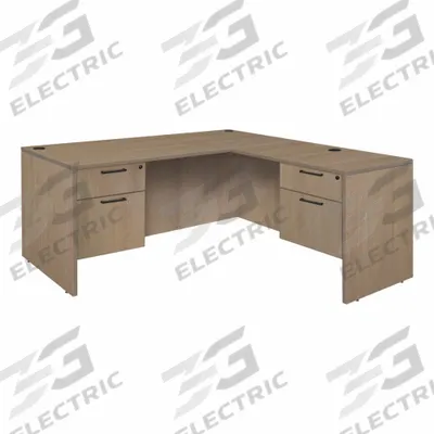 REGENCY Desk: Particle Board, Oak, 2 Pedestals, 4 Drawers, 66 in Overall Wd - Pedestal Desks