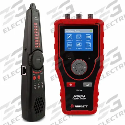 TRIPLETT Cable Tester: Alligator Clips, Data Safe Monitor, LCD, Audible/Visual - Network Testing Instruments
