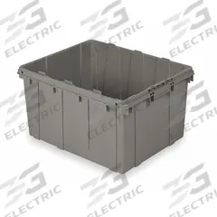 BUCKHORN Nesting Tote: 17.7 gal, 24 in x 20 in x 12 3/8 in, Gray, Lid Not Included, Stacking Capable (MPN DL2420120201000). Key specifications — attr1264926: Nesting Capable; attr1188589: BUCKHORN; attr1188592: Plastic.