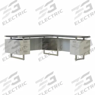 MIRELLA L-Shaped Office Desk: Silver, 72 in Overall Wd, 78 in Overall Dp - Mirella Series - Desks