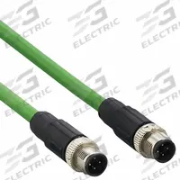 IFM Ethernet Cable: M12 Male Straight x M12 Male Straight, 0.5 m Lg, PVC, Green, D Coding, D, IP67 (MPN E12422). Key specifications — Brand: IFM; Cable Jacket Color: Green; End 1 Coding: D; End 2 Coding: D; IP Rating: IP67.