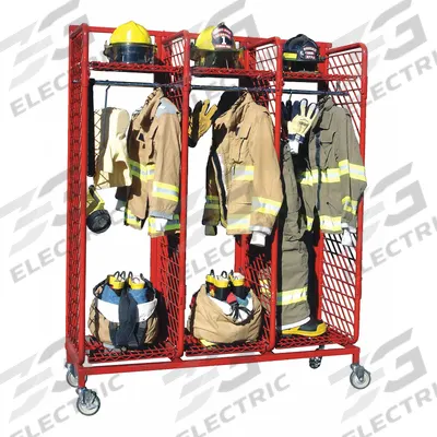 GROVES Turnout Gear Storage Rack: Mobile, 2 Sides, 6 Compartments, Steel, Red - Mobile Turnout Gear Racks