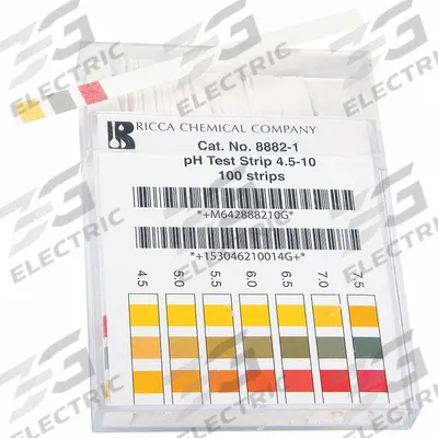 RICCA CHEMICAL pH Test Strips: 4.5 pH to 10 pH, 0.5 pH Resolution, 4 in Overall Lg - High Precision pH Strips