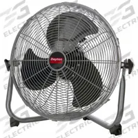 DAYTON Freestanding Fan: 16 in Blade Dia, Non-Oscillating, 3 Speeds, 19 in Ht, 22 in Wd (MPN 61LD82). Key specifications — Brand: DAYTON; Number of Speeds: 3; Blade Material: Aluminum; Voltage: 120V AC; Application: Home and Office; Phase: Single.