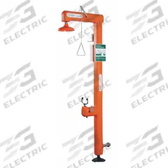 GUARDIAN EQUIPMENT Shower with Eyewash: Floor Mnt, No Bowl, Galvanized Steel Pipe, 120 V AC, GFR3110. Key specifications — Voltage: 120 V AC; Features: Self Draining; Electrical Connection: Hardwired; Brand: GUARDIAN EQUIPMENT.