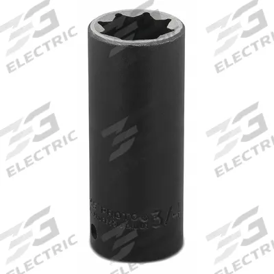 PROTO Impact Socket: 1/2 in Drive Size, SAE, 3/4 in Socket Size, 8-Point, Deep - 1/2" Drive Impact Sockets