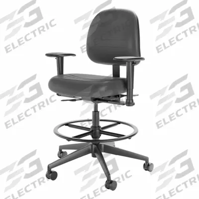 CRAMER Intensive Task Chair: Rhino(TM)Plus, 33 in Max Seat Ht, Adj Arms Arm, Graphite - Rhino+ Series