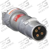 APPLETON ELECTRIC Pin and Sleeve Plug: Gray, 600V AC, Three Phase, 30 A, 4 Pole, 3 Wire (MPN CPH3034BC). Key specifications — Brand: APPLETON ELECTRIC.