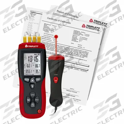 TRIPLETT Thermometer: -328°F (Type K) to 2,501°F (Type K), For Type K Thermocouple Type - Thermocouple Meters with Cabled Data Output