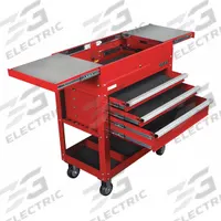 WESTWARD Tool Utility Cart: Red / Red Drawer, 35 5/8 in Wd, 20 7/8 in Dp, 45 3/8 in Ht, No Lid (MPN 55NJ77). Key specifications — attr1136653: (4) 110V; attr1116772: WESTWARD; attr1116768: Keyed.