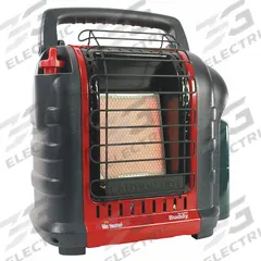 MR. HEATER Portable Gas Tabletop Heater: 9,000 BtuH Heating Capacity Output, 225 sq ft Heating Area (MPN MH9BX-F232000). Key specifications — Housing Color: Red; Body Shape: Rectangular; Brand: MR. HEATER; Overall Dimensions - H x W x D: 14-3/8 in x 9 in x 14-3/8 in.