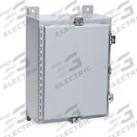 WIEGMANN Enclosure: Steel, 30 in x 24 in x 8 in, NEMA 12/13/4, Solid Cover, Hinged (MPN N4302408). Key specifications — Closure Method: Padlock Hasp; Brand: WIEGMANN; Knockouts: Not Included.