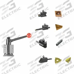 DORIAN Tool Post and Holder Set: QITP30N, For 13 in to 15 in Lathe Swing (MPN QITP30N-FTB). Key specifications — attr1038889: SGTN-2-DC656 Tool Holder; attr1033418: DORIAN.
