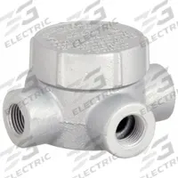 Conduit Outlet Body: Iron, GRJ, 1/2 in Trade Size, X Body, 7.3 cu in Body Capacity (MPN GRJX50). Key specifications — Series: For Round Body; Compatible Conduit Trade Size: 1/2 in; Thread Gender: Female; Hub Style: Threaded; Cover Included: Yes; Body Style: X; Connection Type: Threaded; Back Type: Round.