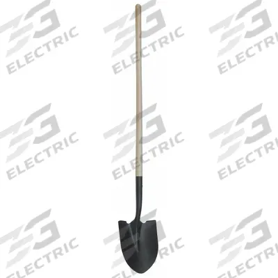 WESTWARD Round Point Shovel: Steel Blade, 14 ga, Straight Handle Type, Wood Handle - Round Point Shovels