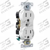 LEVITON Duplex Receptacle Outlet: Duplex, 5-15, White, 125V AC, 15 A, 2 Pole / 3 Wire (MPN TBR15-S1W)