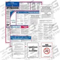 COMPLYRIGHT Labor Law Poster Set: AR, English, Plastic, 2 1/2 in x 25 in, Worker's Compensation/MCO (MPN EFEDSTCRPSECAR). Key specifications — State/Province: AR; Language: English.