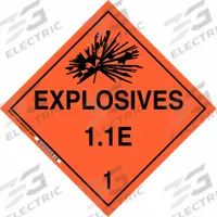 BRADY DOT Container Placard: Explosives 1.1 E 1, 10 3/4 in x 10 3/4 in, 10 3/4 in Label Ht, Placard (MPN 63339). Key specifications — Brand: BRADY; Message: Explosives 1.1 E 1.