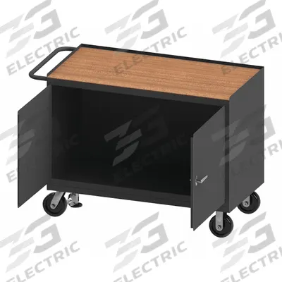 DURHAM MFG Mobile Cabinet Workbench: 48 in x 24 in, Hardboard, 3,600 lb Overall Load Capacity - Single Compartment Mobile Cabinet Benches