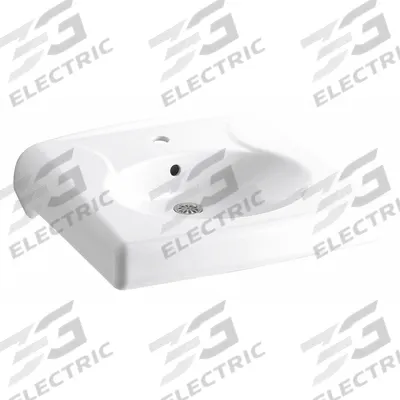 KOHLER Bathroom Sink: Brenham, White, Vitreous China, 22 in Overall Lg - One-Station Wall-Mounted Bathroom Sinks without Faucets