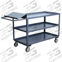JAMCO Utility Cart: 1,200 lb, 3 Shelves, 51 in L x 31 in W x 39 in H Overall Dim, Flat (MPN LO336P500GP). Key specifications — Caster Wheel/Tread Material: Polyolefin; Brand: JAMCO; Caster/Wheel Configuration: (2) Swivel.
