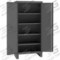 DURHAM MFG Storage Cabinet: 36 in x 24 in x 78 in, Swing Handle & Padlock Hasp, 14 ga Panel Thick (MPN 3702-4S-95). Key specifications — attr62698: Gray; attr62736: Welded; attr87895: Legs; attr62693: Assembled; attr62737: Stationary; attr62694: Adjustable; attr62695: Powder Coated; attr62696: Steel.