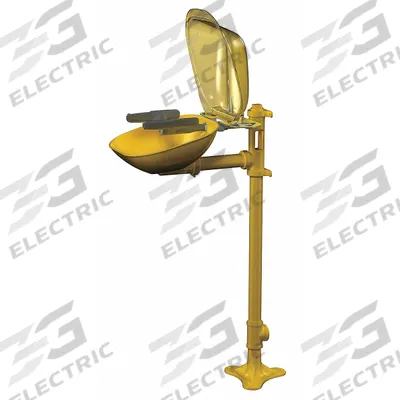 BRADLEY Plumbed Eyewash: Std, Floor Mnt, Eyes and Face Coverage, Covered, Plastic Bowl - Floor-Mount Eyewash Stations