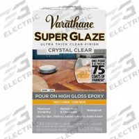 VARATHANE Finish: Finish, Interior, 32 fl oz Container Size, Crystal Clear, Super Glaze (MPN 241352). Key specifications — Brand: VARATHANE; Use Location: Interior; Sub-Brand: Super Glaze; Color: Crystal Clear.