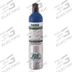 GASCO Calibration Gas: Nitrogen, +/-5% Accuracy, O2, Calibration Gas, 105 L Cylinder Capacity (MPN 105ES-159-250). Key specifications — For Use With: All OEM Gas Detectors; Background Gas: Nitrogen; Brand: GASCO; Gas Mixture: Oxygen 250 ppm.
