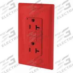 LEVITON GFI Receptacle: Decorator Duplex, 5-20, Red, GFCI, 125V AC, 20 A, 2 Pole / 3 Wire (MPN GFNT2-R)