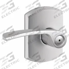 SCHLAGE RESIDENTIAL Door Lockset: Privacy Lever Locksets, Chrome, ADA Compliant (MPN F40 MER 626 GRW). Key specifications — Ligature Resistance: Not Ligature-Resistant; Brand: SCHLAGE RESIDENTIAL; Lockset Function ANSI Code: F76; Visual Indicator Message: No Message; Lockset Style: Greenwich; ADA Compliant: Yes; Finish: Satin Chromium-Plated : Brass.