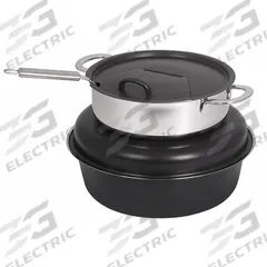 SPRING USA Soup Station: 6 qt Capacity, 11 7/8 in Overall Wd, 12 in Overall Ht, Hinged, Black/Silver (MPN 2385-8/6). Key specifications — Manufacturer Part Number: 2385-8/6; Material: Stainless Steel; Sub-brand: Seasons; Product Type: Soup Station; Lid Attachment : Hinged; Brand: SPRING USA; NSF Certified: No; Color: Black.