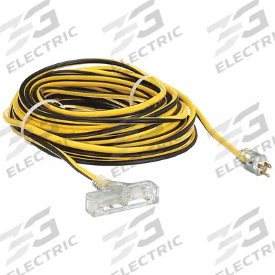 APPROVED VENDOR Extension Cord: Outdoor Use, 100 ft Lg, 3 Outlets, 5-15P, 12/3, SJTW - Outdoor Extension Cords with Multiple Outlets