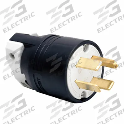 HUBBELL Straight Blade Plug: 14-60P, 125/250V AC, 60 A, 3 Pole, 4 Blade, Black (MPN HBL9461C) - General Purpose Plugs
