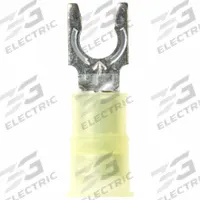 3M Fork Terminals: Yellow, Nylon, #10 Stud Size, 12 AWG – 10 AWG Wire Range, Locking Fork, 600 V (MPN MNG10-10FLX). Key specifications — Barrel Style: Insulation Grip; Manufacturer Part Number: MNG10-10FLX; Brand: 3M.