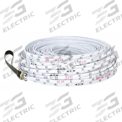 KESON Surveyors Rope: Manual, SR-18-300, SAE, 300 ft, 1/8 in, Loop Tip, 300 ft Blade Lg (SAE) - Long Measuring Ropes