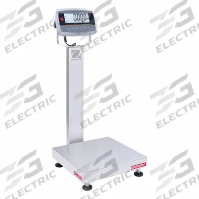 OHAUS Industrial Bench Scale: 18 in x 18 in, IP68/IP69K, Column-Mounted - Bench Scales with Column-Mounted Indicator