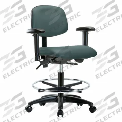 APPROVED VENDOR Ergonomic Chair: Vinyl, Arms Included, Ht Range 21 in to 28 1/4 in, 18 1/2 in Seat Wd - Vinyl Lab Chairs
