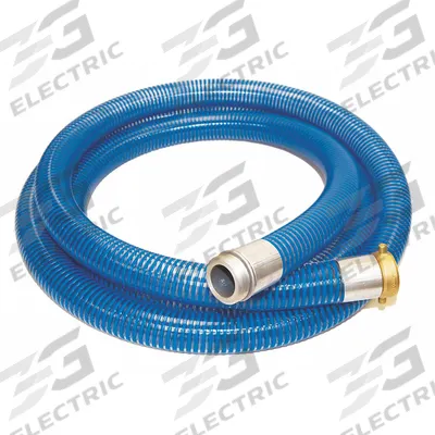 KURIYAMA Water Suction and Discharge Hose: 3 in Hose Inside Dia., 65 psi, Blue/Clear - PVC Water Suction & Discharge Hose Assemblies with Synthetic Braid & PVC Helix Reinforcement