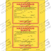LABELMASTER California Waste Label: 6 in x 6 in, 6 in Label Wd, 6 in Label Ht, Label, 25 PK (MPN WMLZCA87). Key specifications — Message: State and Federal Law Prohibit Improper Disposal - Handle with care!; Material: Adhesive Back; Brand: LABELMASTER.