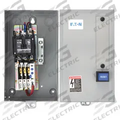 EATON Definite Purpose Magnetic Motor Starter: Non-Reversing, 3 Poles, 30 A, 24V AC Coil, Thermal (MPN A25CGC30T). Key specifications — Brand: EATON; Thermal Units Required: 3 Thermal Units Required (Not Included).