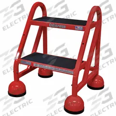 COTTERMAN Step Stool: 18 in Overall Ht, 450 lb Load Cap, 2 Steps, Steel, 18 in Standing Ht (MPN ST-200 A2 C6 P5). Key specifications — attr1051722: Rolling Step Stool; attr1055542: Not Stackable; attr1051712: Replacement Foot Pads; attr1051697: COTTERMAN; attr1051699: (4) Swivel; attr1051702: Red; attr1051707: Rubber; attr1051708: Slip-Resistant.
