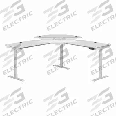 VERSADESK Standing Desk: White, Wood, 72 in Overall Wd, 72 in Overall Dp - Electric Adjustable-Height Desks