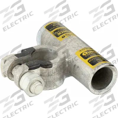 FUSION Battery Terminal: Flag, Crimp, 4/0 ga, Yellow Color, Negative, Copper/Tin - Flag Alignment