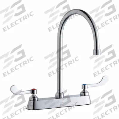ELKAY Handle-Operated Faucet: Elkay, Brass, Centerset, Deck, 3 Mounting Holes - Centerset Kitchen Faucets
