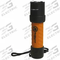 RAILHEAD GEAR Industrial Handheld Flashlight: 550 lm, 2 hr Run Time at Max. Brightness, Orange, Tail (MPN RH-FL550). Key specifications — Brand: RAILHEAD GEAR; Battery Requirements - Broad: Includes 3 AAA.